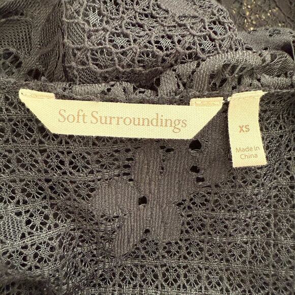 Soft Surroundings‎ Lace Open Front Long Cardigan in Black, Size XS - Picture 3 of 9